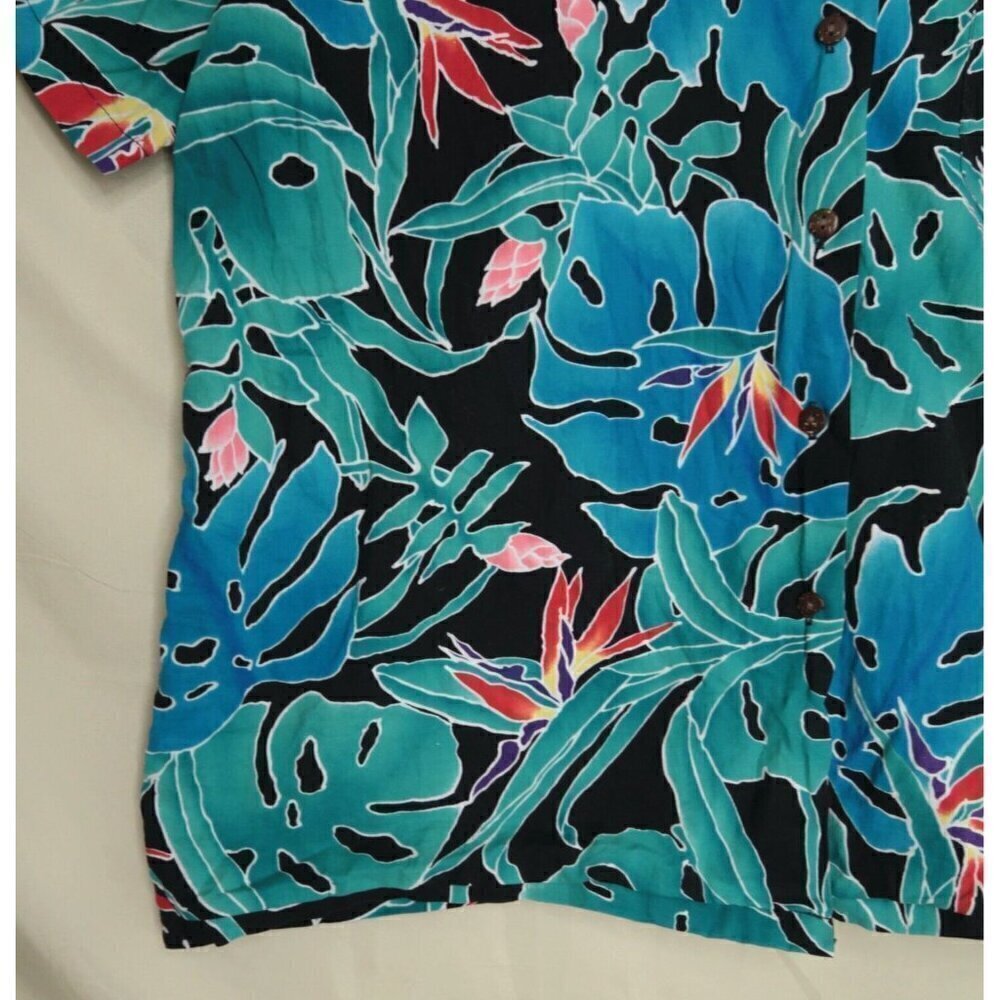 VTG Hilo Hattie The Hawaiian Original Shirt Blue Floral Cotton Retro Men's Large - Picture 5 of 13